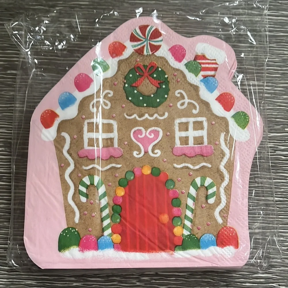 Pink Gingerbread House Napkins